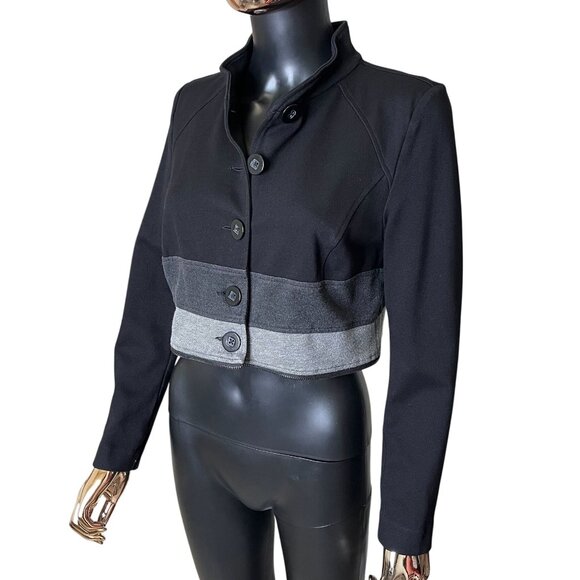 CAbi Black Gray Convertible Zip-Off Jacket Coat Size Medium #3176 - Picture 6 of 11